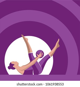 Pilates Poses Illustration Vector Silhouette Yoga Fitness Flat Graphic