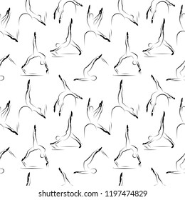 Pilates Poses Seamless Vector Pattern