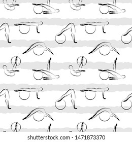 Pilates Poses Seamless Vector Pattern.