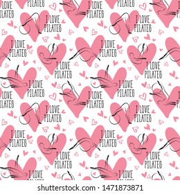 Pilates Poses Seamless Vector Pattern.