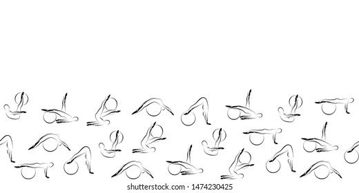 Pilates Poses  Seamless Vector  Pattern Border