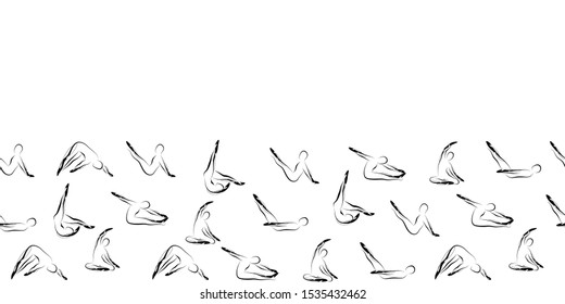 Pilates Poses  Seamless Vector  Pattern Border