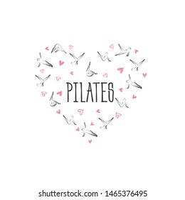 Pilates poses in shape of a heart.Ideal for greeting cards, wall decor, textile design and much more.