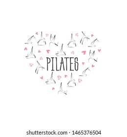 Pilates poses in shape of a heart.Ideal for greeting cards, wall decor, textile design and much more.