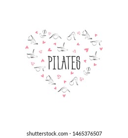 Pilates poses in shape of a heart.Ideal for greeting cards, wall decor, textile design and much more.