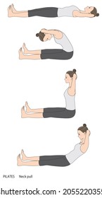 Pilates sequence, Neck pull,Vector illustration