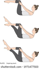 Pilates sequence, single leg stretch