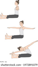 Pilates sequence, vector illustration of Saw svg