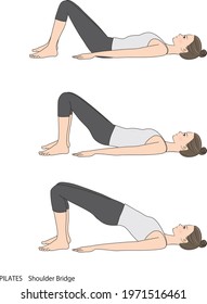 Pilates sequence, vector illustration of shoulder bridge