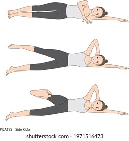 Pilates sequence, vector illustration of sidekick