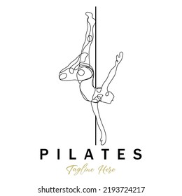 Pilates sitting pose logo icon symbol a calming yoga exercise that moves the whole body