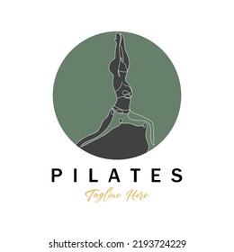 Pilates sitting pose logo icon symbol a calming yoga exercise that moves the whole body