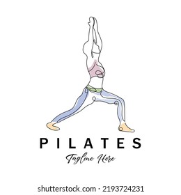 Pilates sentados posan símbolo del logo un ejercicio de yoga calmador que mueve todo el cuerpo