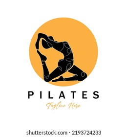 Pilates sitting pose logo icon symbol a calming yoga exercise that moves the whole body