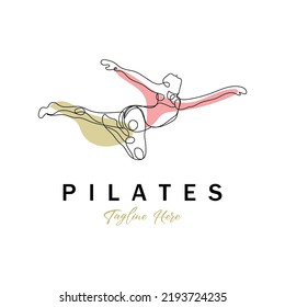 Pilates sentados posan símbolo del logo un ejercicio de yoga calmador que mueve todo el cuerpo