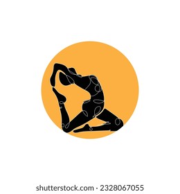 Pilates sentados posan símbolo del logo un ejercicio de yoga calmador que mueve todo el cuerpo