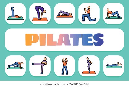 Pilates text concept. Shablon for presentation and Infographics. Minimal Clean Icons for Apps and Websites.