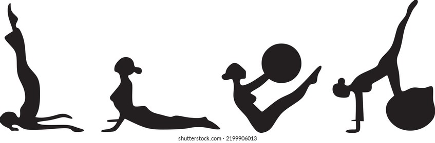 Vector de pilates en blanco y negro