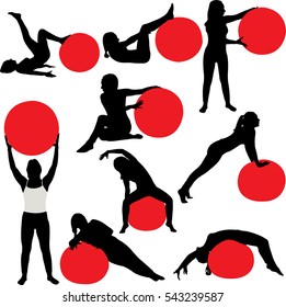 pilates women collectin silhouettes - vector