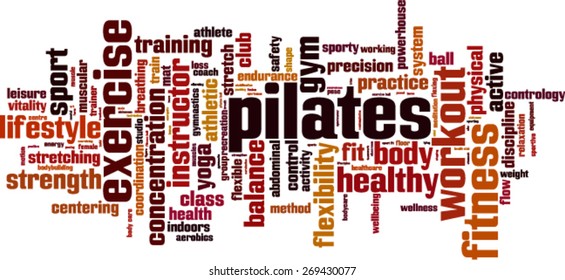 Pilates word cloud concept. Vector illustration