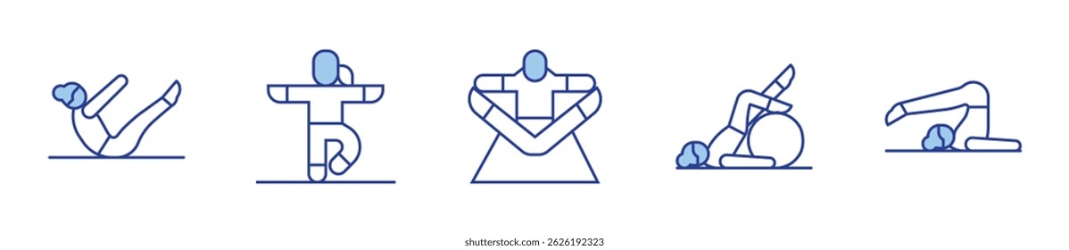 pilates, yoga. Yoga Icon vector illustration. Line Duotone style. Editable stroke.