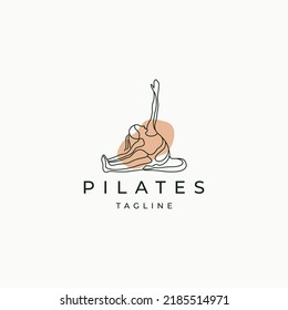 Icono del logotipo del yoga Pilates plantilla de diseño de vectores planos