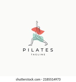 Icono del logotipo del yoga Pilates plantilla de diseño de vectores planos