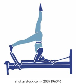pilatesreformer head stand silhouette vector