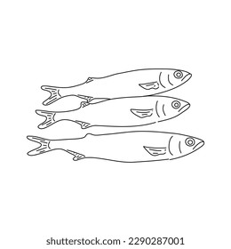 Pilchard. Ink sketch of sardine. Small herring. Hand drawn vector illustration.