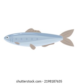 Vector de dibujos animados de icono de la sardina de Pilchard. Marisco oceánico. Animal marino