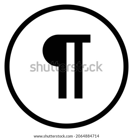 pilcrow Icon. Flat style Circle Shape isolated on white background. Vector illustration