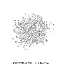 A pile of 3d diamonds isolated on white background. Polygonal stones lie on top of each other. Vector illustration.