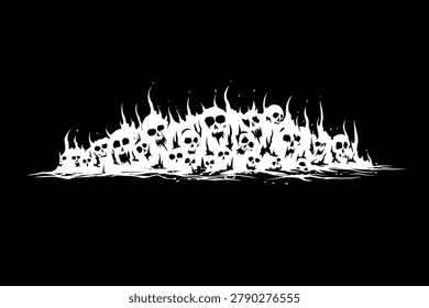 pile abstract burning skulls