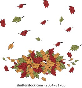 A pile of autumn leaves. Art and Illustration