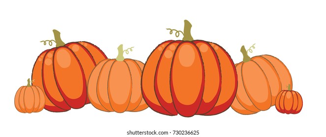 Pile of autumn pumpkins, vector illustration