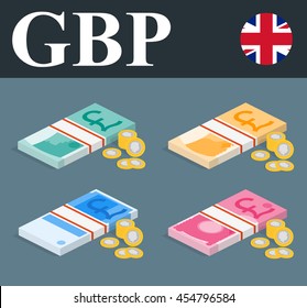 Pile banknotes with coins. Money illustration.