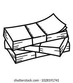 Pile of banknotes doodle icon