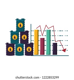 pile barrels of gasoline with bars infographic