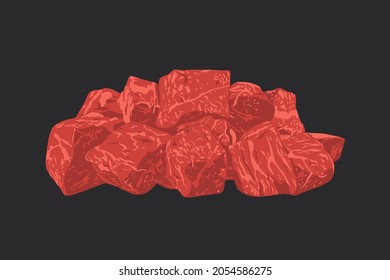 Pile of beef cubes isolated  vector illustration