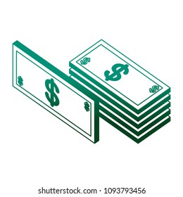 pile of bill dollars isometric icon