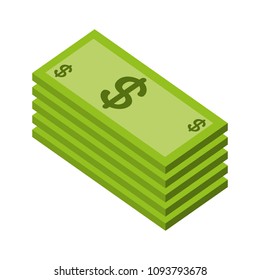 pile of bill dollars isometric icon