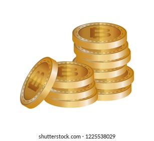 pile of bitcoins coins