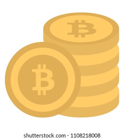 Pile of bitcoins flat icon design 
