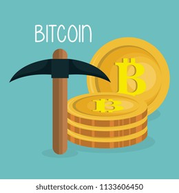 pile bitcoins with pick