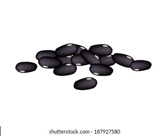 A Pile Of Black Dried Beans, Good Source of Dietary Fiber, Vitamins and Minerals. 