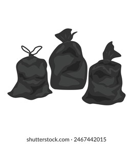 Montón de bolsas de basura negras