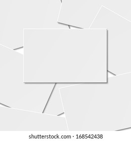 Pile Of Blank Business Card On White Background With Soft Shadows. Vector Illustration. EPS10.