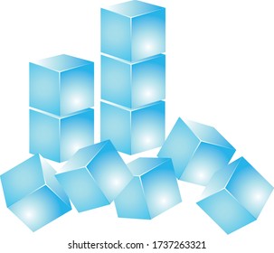 Pila de cubos azules de hielo