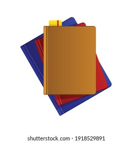 Pile of book vector top view isolated in white. Realistic vector design. Good for element, icon.