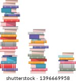 Pile of books. 3 stacks of books isolated on white background vector illustration 
